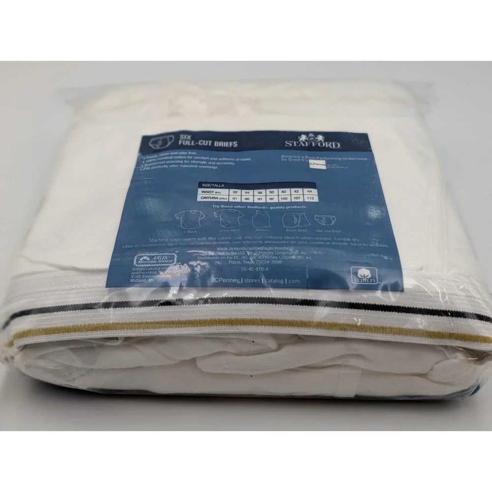 NEW Vtg Stafford Comfort Collection (6-Pack) Men's Full Cut Briefs Size 38 White